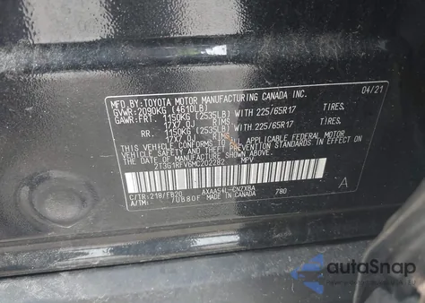 2021 Toyota Rav4 Le z USA, uszkodzony, nr VIN 2T3G1RFV6MC202282